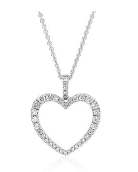 14k White Gold DIamond Open Heart Pendant for Mom