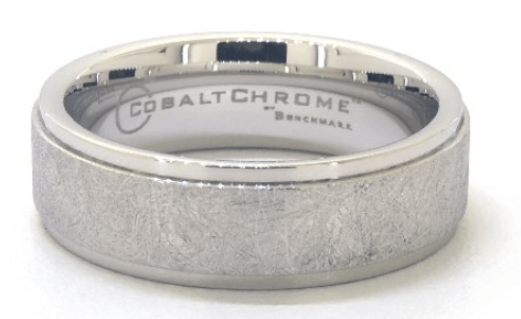 Cobalt Swirl Finish Center with Drop Edge Men's Ring
