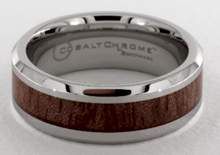 Cobalt chrome Wood Grain Comfort Fit Men's Ring