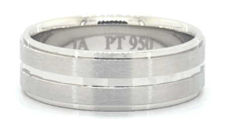 Satin Finish and Faceted Center Groove Comfort Fit Men's Band