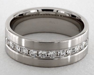 Satin Finish Channel Set Diamond Men's Band