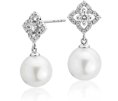 Petite Floral Freshwater Cultured Pearl Earrings