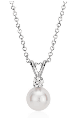 Cultured Pearl and Diamond Pendant