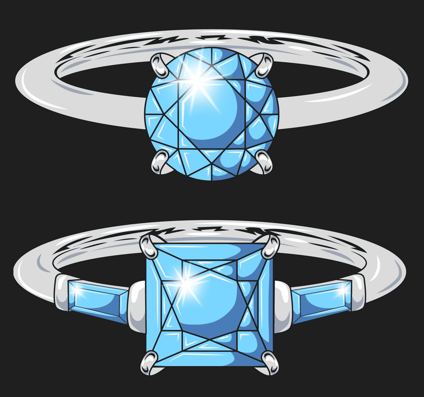 Round cut vs square cut diamond