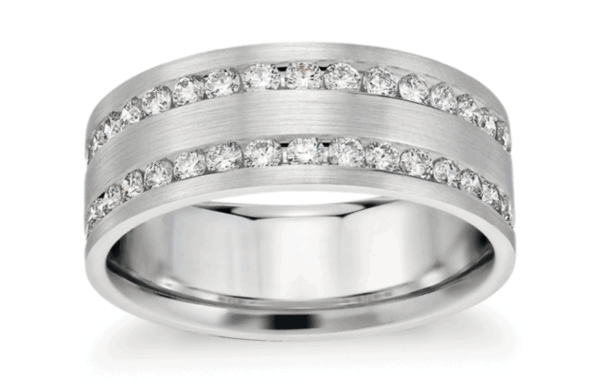 Double Inlay Diamond Wedding Ring
