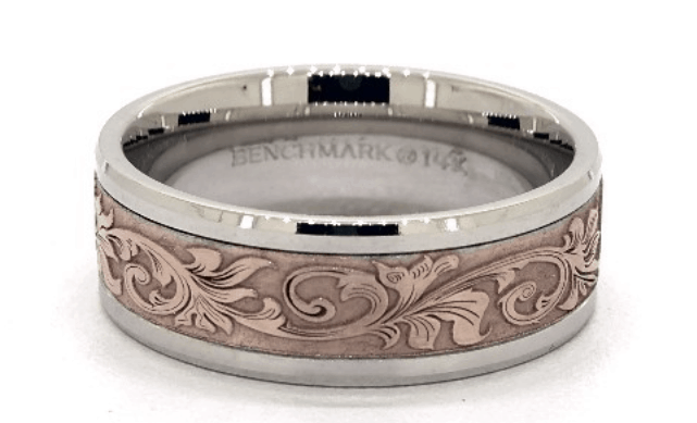 Rose And White Gold Vintage Script Band