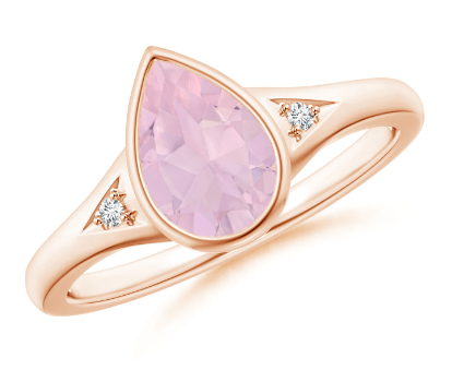 Bezel-Set Pear Rose Quartz Ring 