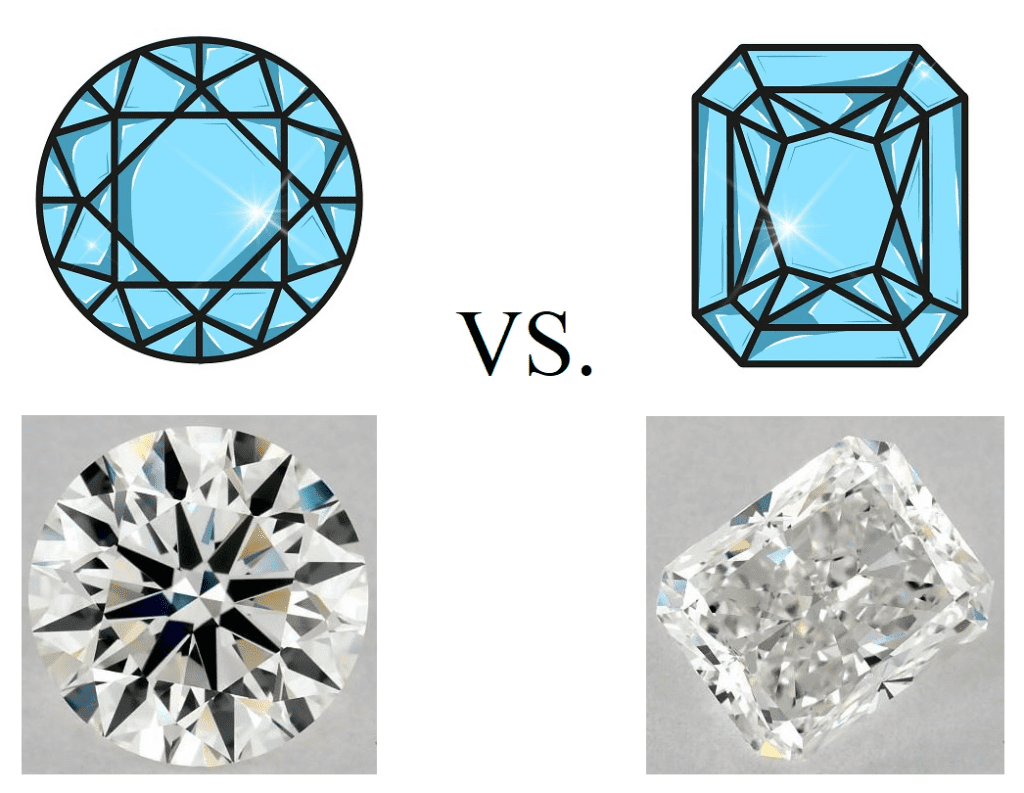 round cut vs radint cut diamond