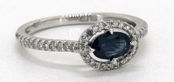 East-West Sapphire And Diamond Floating Halo Ring