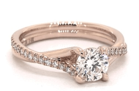 14 k Rose Gold Pave Engagement Ring
