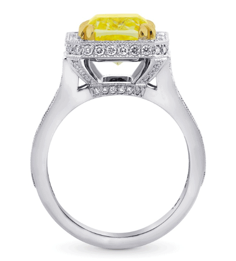 Vintage Mill-Grain Halo Diamond Ring with Split Shank